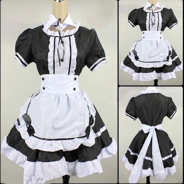 Roupas de empregada doméstica francesa sexy preto anime japonês cos k-on uniformes meninas mulheres costumes figura