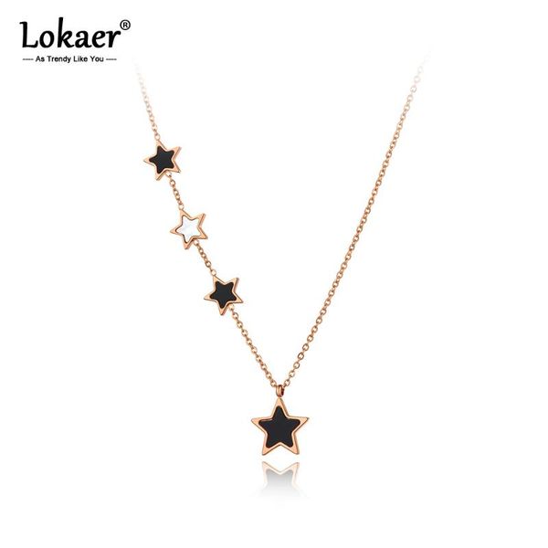 

lokaer original titanium stainless steel black acrylic star choker necklaces for women trendy charm pendant necklace n20216, Silver