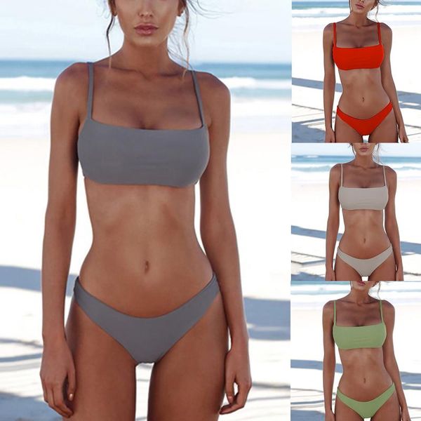 

bikinis solid push up padded bikini set 2021 low waist swimsuit female swimwear women bather biquini ropa mujer women's, White;black