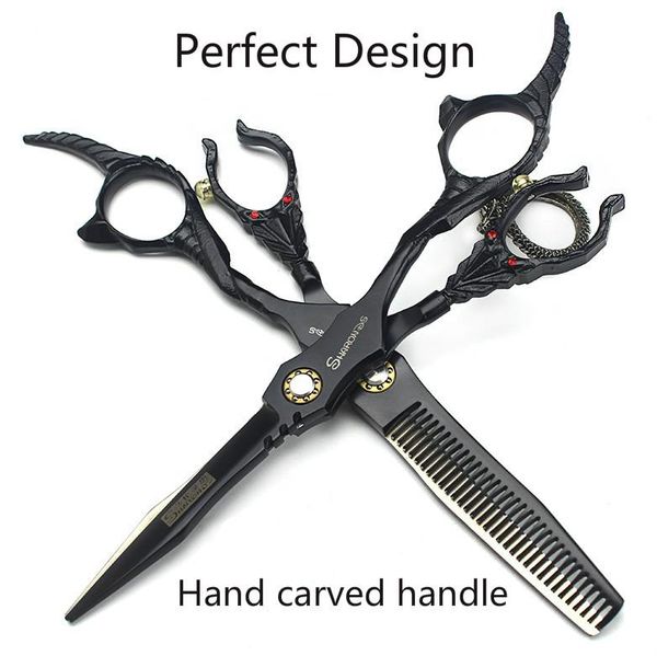 

hair scissors 440c 6 inch professional hairdressing perfect fine design carving handle barber thin cuts
