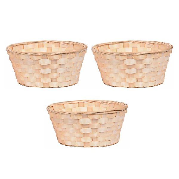 

storage baskets 3pcs woven bamboo practical round basket durable container