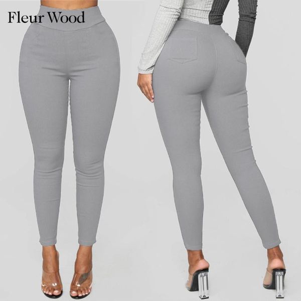 

women's leggings fleur wood high waist seamless women pencil pants with pockets trousers casual elastic stretch push up leggins, Black