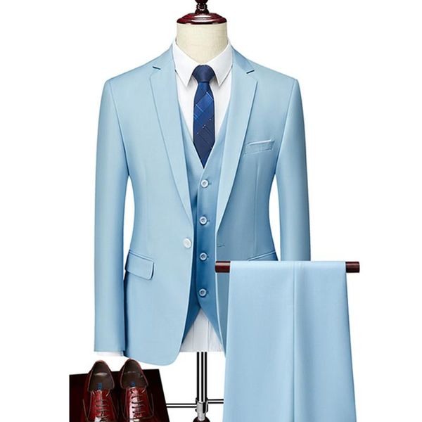 

men's suits & blazers men slim business casual dress three-piece set jacket pants vest / male wedding groom blazer coat trousers waistc, White;black
