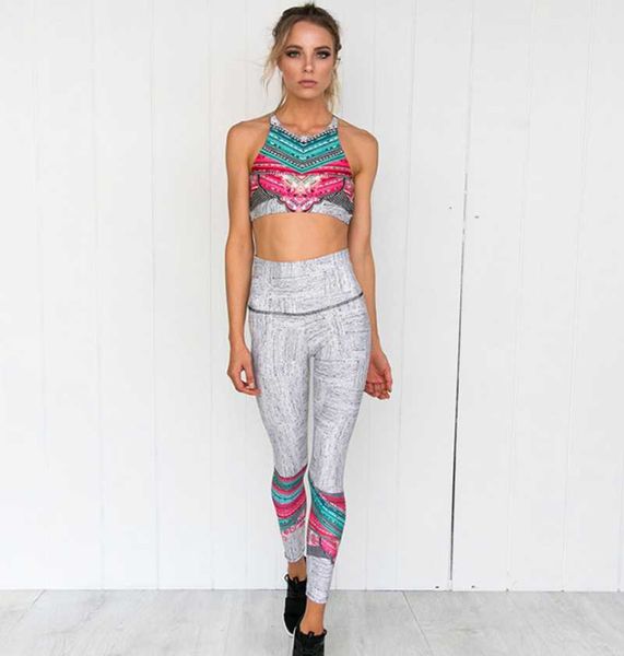 

yoga outfits selling seamless gym wear high waist fitness clothing printing color womens 2 pieces set, White;red