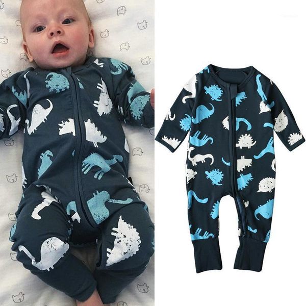 

jumpsuits 0-3t born kid baby boys girls clothes autumn winter print romper cute sweet long sleeve zipper fashion body outfit, Blue