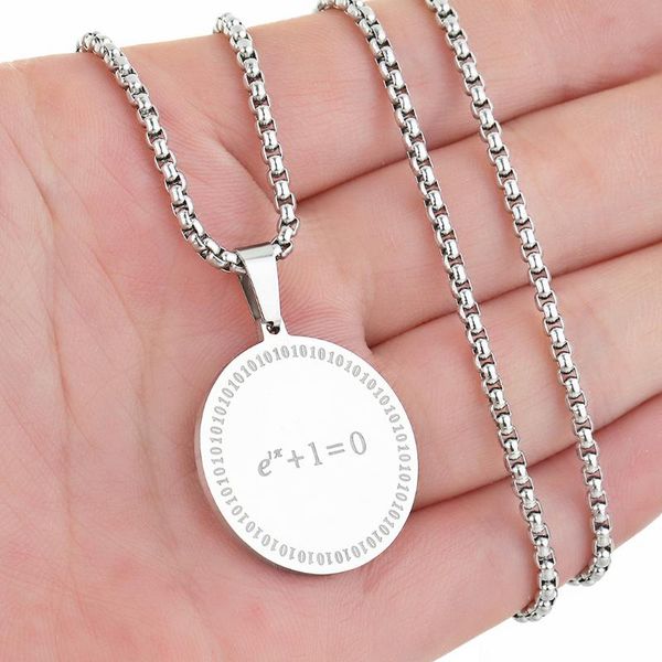 

pendant necklaces cxwind stainless steel fashion euler's identity necklace equation choker for women geometric jewelry, Silver