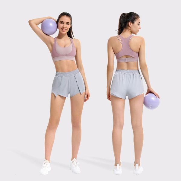 

yoga outfit set sport bra gym shorts with phone pocket women's clothing fitness running suit athletic workout clothes