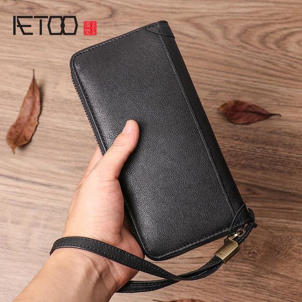 

men's leather clutch, zipper long wallet, casual business wallet wallets, Red;black