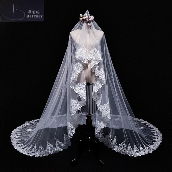 

bridal veils in stock lace edge 4m long wedding ivory appliques accessories, Black