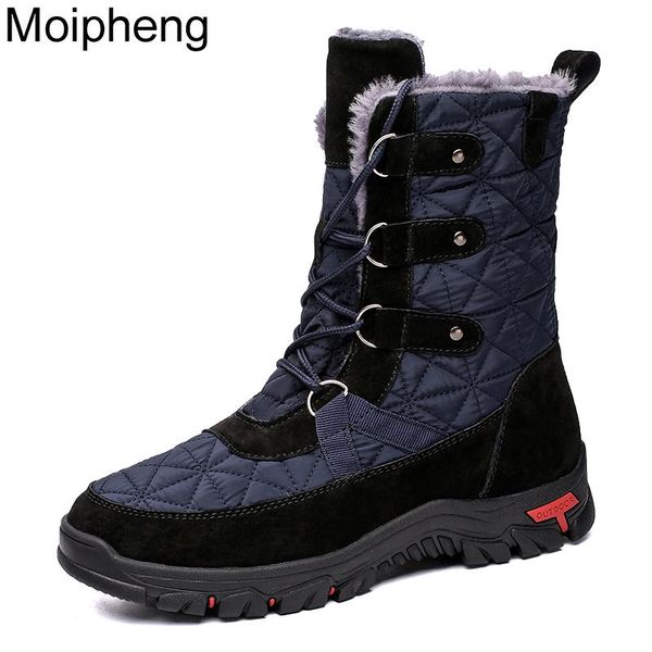 

boots moipheng keep warm ankle shoes women winter comfort casual lace-up platform fashion botas for, Black