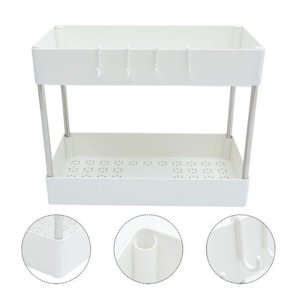 

hooks & rails 1pc kitchen rack double-layer anti-slip multifunctional shelf storage