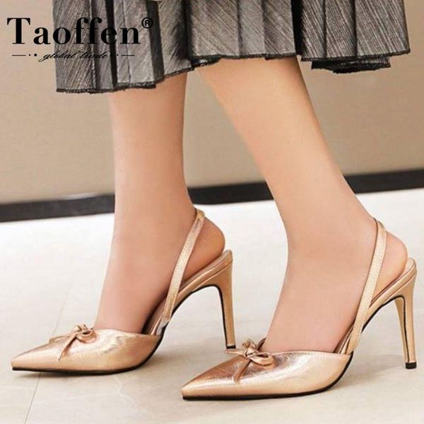 

dress shoes taoffen pointed toe sandals thin high heels summer woman open fashion office lady banquet size 34-48, Black