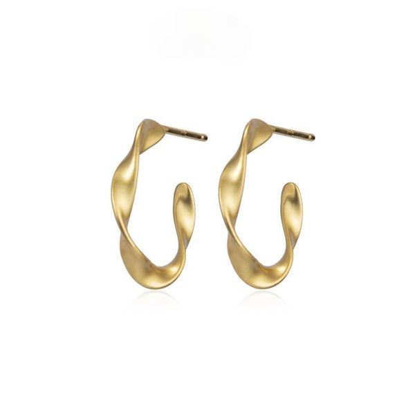 

dangle & chandelier pure 925 sterling silver mobius strip c shape earring cross wave electroplating 14k gold blasting for women