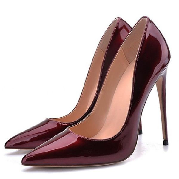

dress shoes fashion high heels woman large size 43 44 45 pumps blue stiletto heel patent leather office wedding female, Black