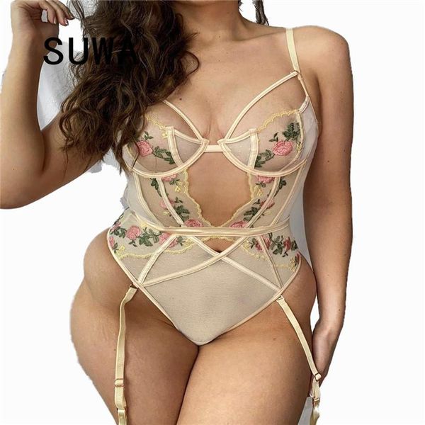 

women's jumpsuits & rompers for ladies floral lace patchwork women casual bodysuit off shoulder v neck body femme with garter belt, Black;white