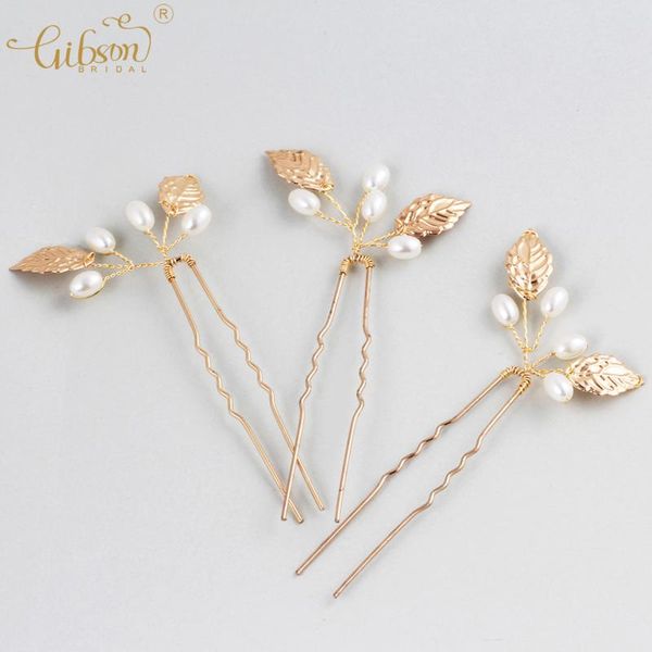 

hair clips & barrettes 3pcs set bridal bobby pin gold leaf and pearl charm pins ceremony headpiece wedding jewelry formal dresses hir access, Golden;silver