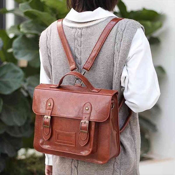 

korean version women backpack multifunction female big tote bag pu leather college style shoulder student schoolbag