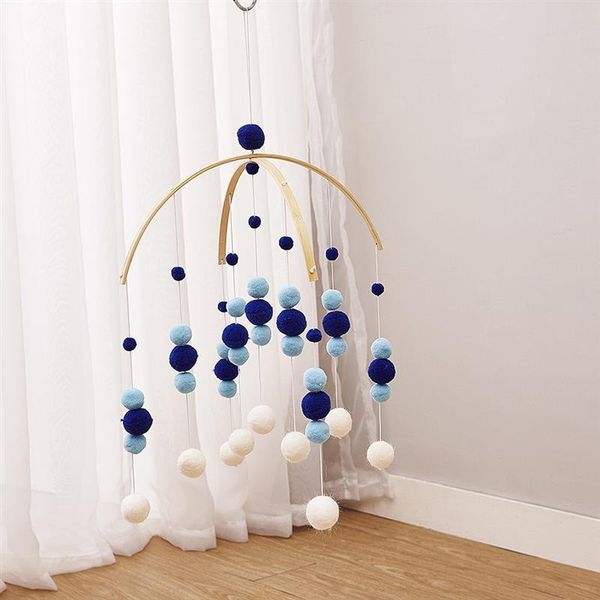 

decorative objects & figurines ins nordic wooden beads wind chimes with wool balls born baby bed hanging windbell crib tent kids room decora