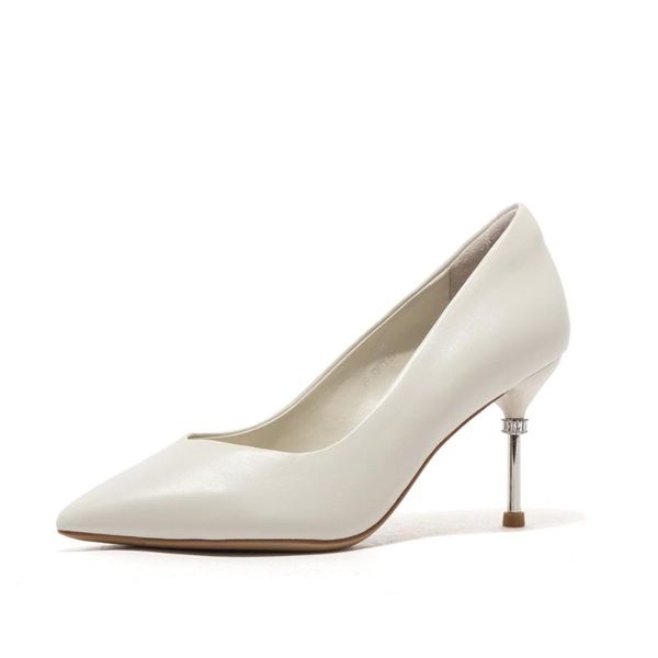 

dress shoes st&sat women genuine leather high-heel pumps pointed toe thin heels spring autumn office & career work comfortable, Black