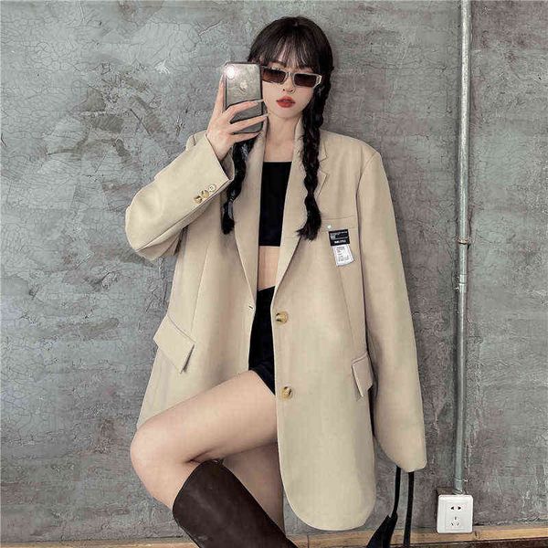 

suit coat female 2021 new autumn korean ins design sense of minority loose temperament suit, White;black