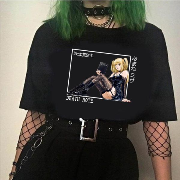 

men's t-shirts death note cosplay funny misa amane t-shirt men women manga fashion short sleeve summer t shirt, White;black