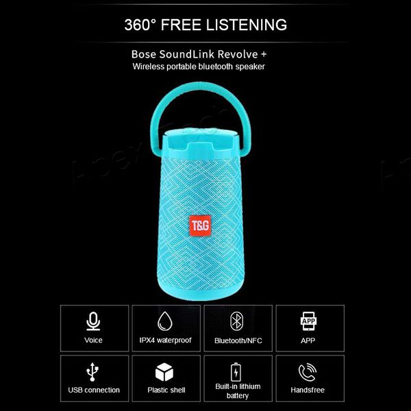 

Portable Bluetooth Wireless Speaker 360 Degrees Double Horn Waterproof Speaker Mobile Phone Bracket Fabric Loudspeaker Box