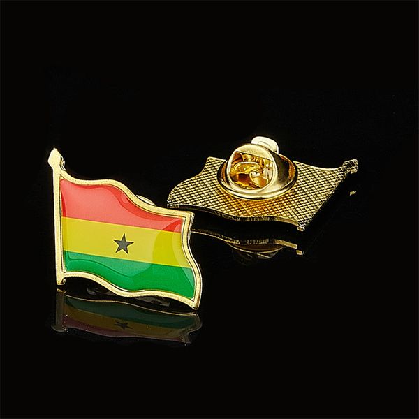 

30pcs african country the republic of ghana pin waving national flag badge craft brooch butterfly clip clothes acessoriesc
