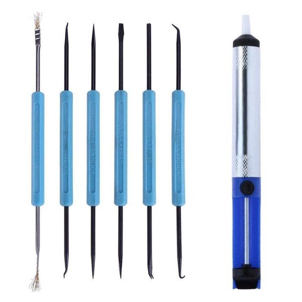 

hand & power tool accessories 7 piece solder assist tin lead electronic circuit board auxiliary welding sucker suction pen pcb desoldering c