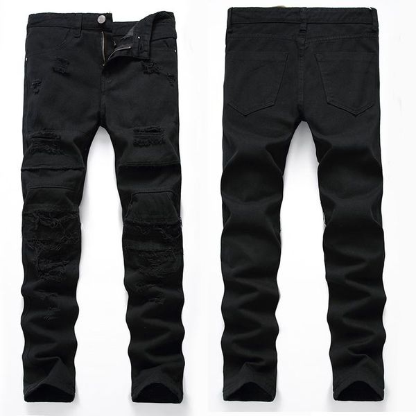 

men's jeans men long denim black fashion casual daily four season plus size, Blue