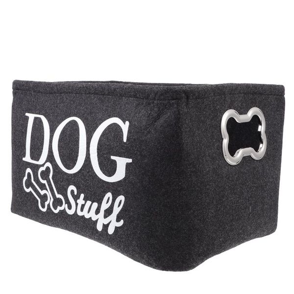 

dog apparel 1pc toys felt box useful pet accessory bin organizing with metal handle
