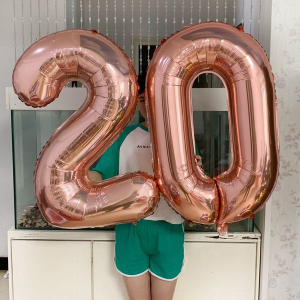 32 inç büyük folyo doğum günü balonları 70 cm parti dekorasyon helyum numarası balon rakamlar mutlu doğum günleri çocuk balon düğün hava globos 10 adet / grup (number # 0- # 9)