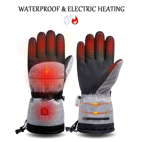 

ski gloves electric heated with temperature adjustment lithium batteries full finger glove for skiing hiking climbing cycling
