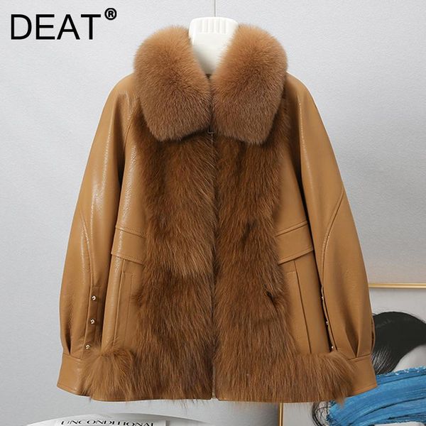 

women's fur & faux deat high qualit thick warm furry jacket lapel long sleeve women coat fashion tide winter 2021 19d4633, Black
