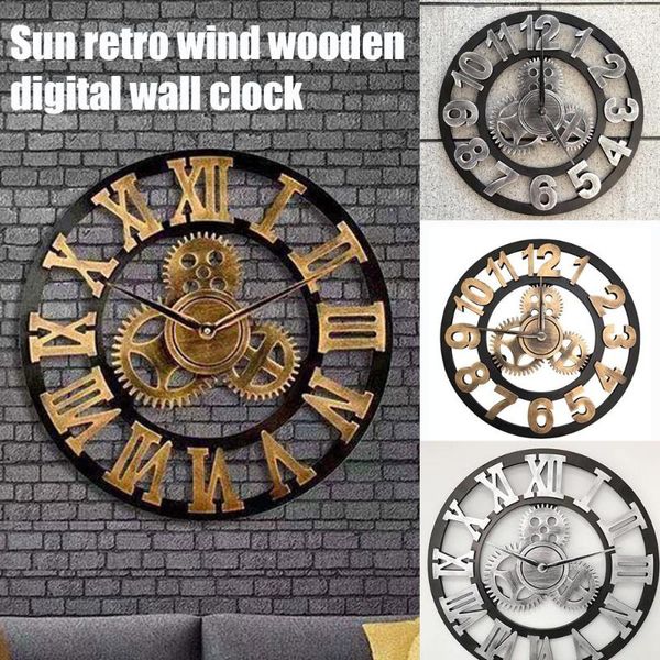 

decorative objects & figurines retro handmade oversized 3d wall clock rustic art vintage large home decor dss899