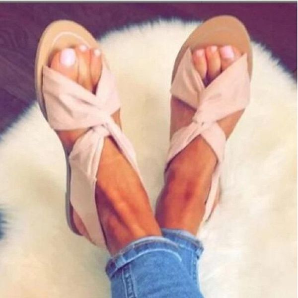 

size 35-43 women's sandals european and american fashion generous solid color elastic band round head casual flat, Black
