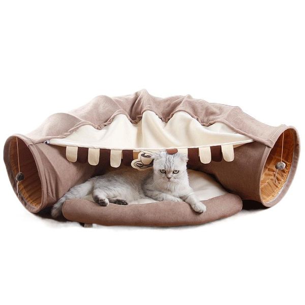 

cat tunnel bed collapsible removeable tube pet interactive play toys with plush balls for puppy supplies beds & furniture