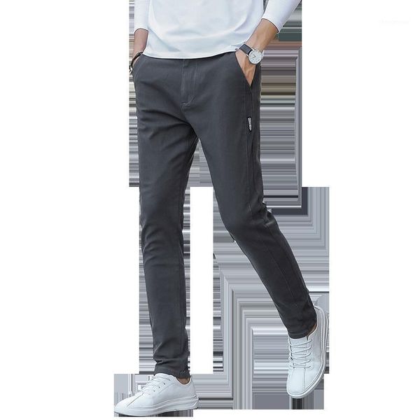 

autumn leisure fashion listing korean version male self-cultivation bound feet trend elastic force the pantalon casual men's pants, Black