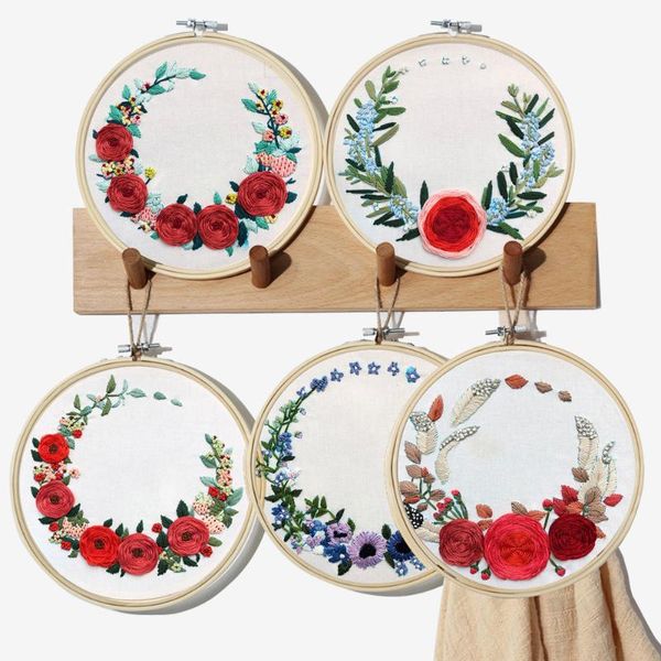 

embroidery kit diy beginner cross stitch hoop flowers plants pattern cloth color threads tools other arts and crafts