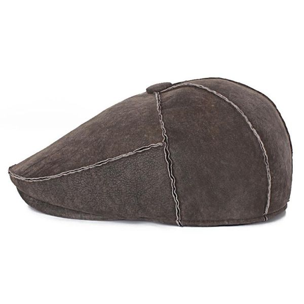 

berets casual import real wool fur visors for men women sheepskin peaked caps all match winter outdoor warm ear protection hats, Blue;gray
