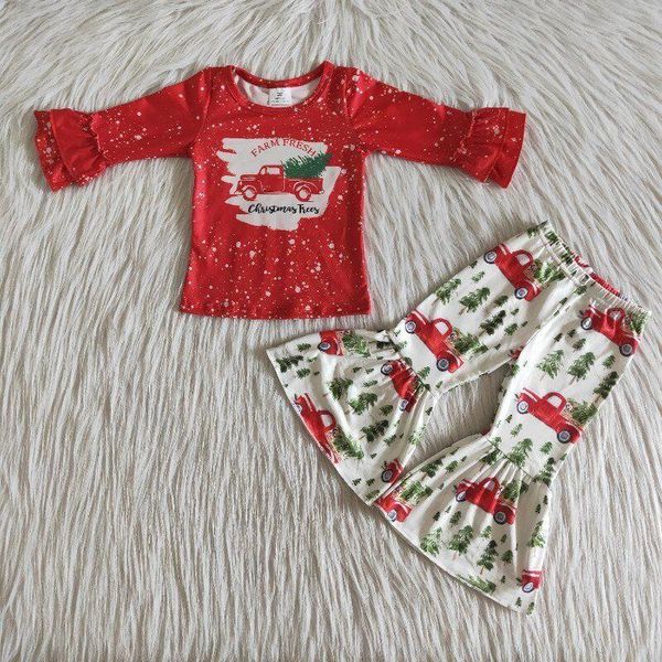

clothing sets fashion baby clothes christmas red pickup truck long-sleeved children's designer printed pants suit trend, White