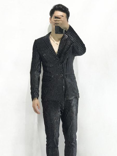 

men's suits & blazers stripe suit male man's coat pant designs striped mens traje hombre formal business slim fit social dress tux, White;black