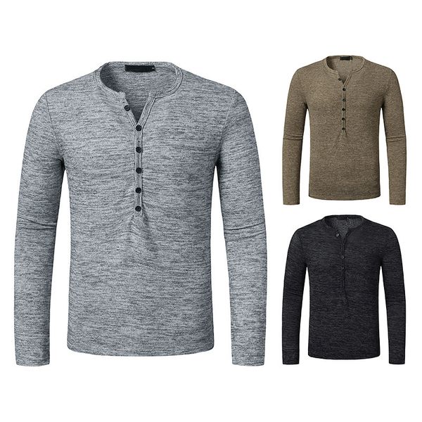 

tops Men's waffle shirts long around henry neck, White;black