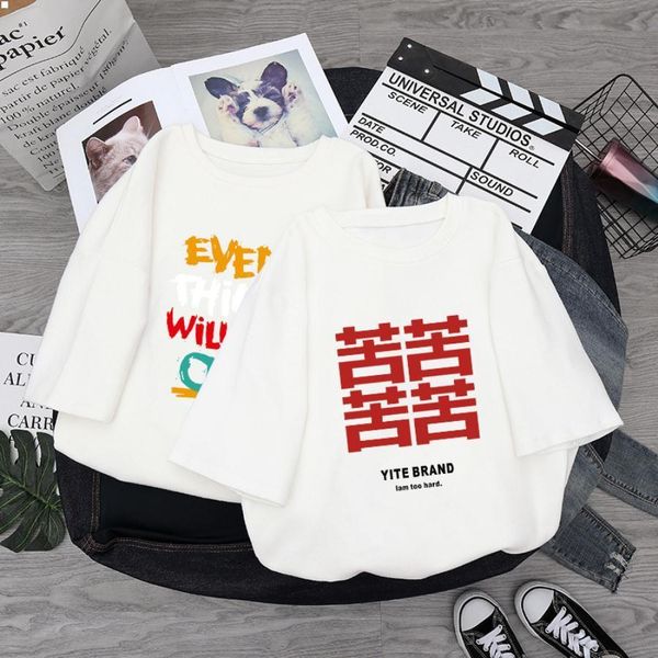 

femme designers t shirts black crop loose type dress collared camisas de hombre tee clothes cotton women clothing t-shirt summer tshirt male, White