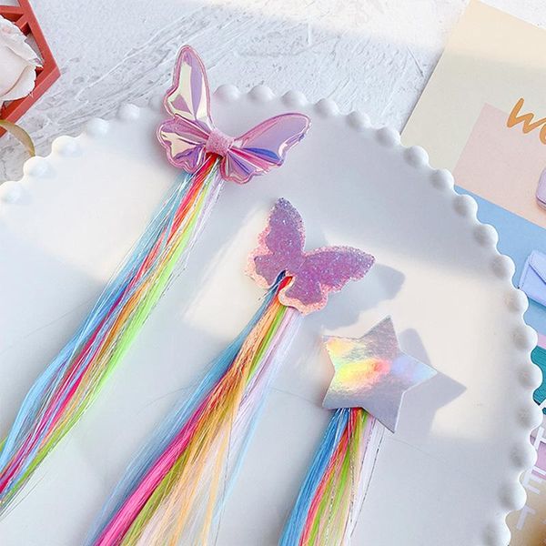 

fashion children's hair accessories star hairpins for girl bow children headwear clip hairgrip baby cartoon wig side, Slivery;white