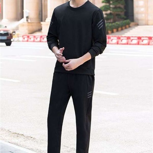 

men's trend sportswear tracksuits with cool casual two piece sweater spring and autumn, Gray