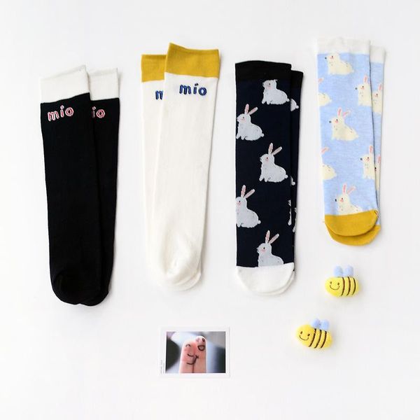 

footies baby girl cute cartoon delicate printed combed cotton girls long socks kids casual, Blue
