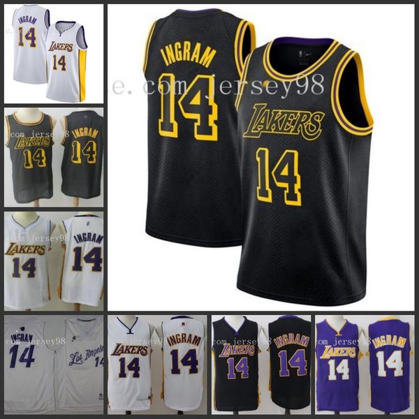 

los angeles laker men #14 brandon ingram retro basketball jersey, Black