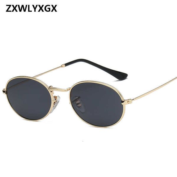 

luxury designer sunglasses zxwlyxgx 2021 vintage oval small metal frame steampunk men women fashion sun glasses female eyewear oculos de sol, White;black