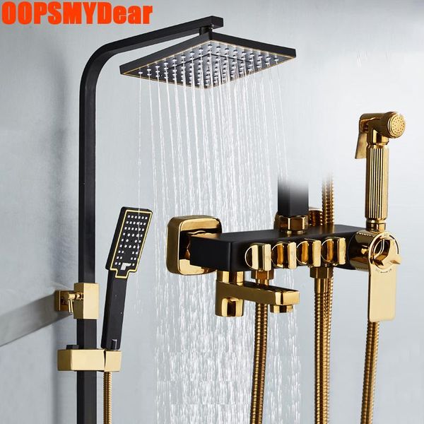 

digital shower system bathroom smart thermostatic set wall mount cold mixer bath faucet square head spa rain fall tap sets