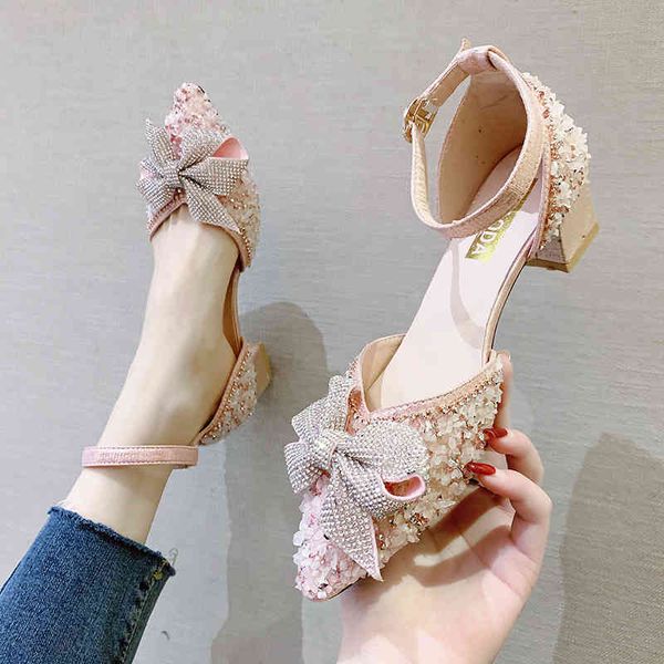 

sandals fairy style 2021 summer women pink crystal sandals, Black